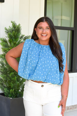 Blue Polka Top