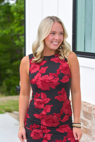 Red Floral Midi