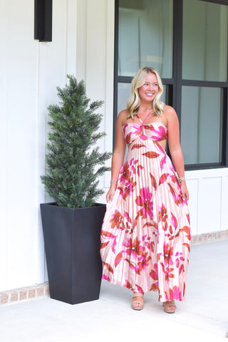 Pleated Blossom Maxi