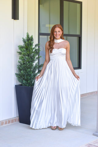 White Pleated Maxi