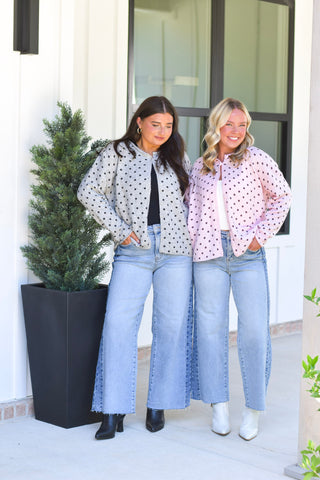 Polka Cardi - Pink