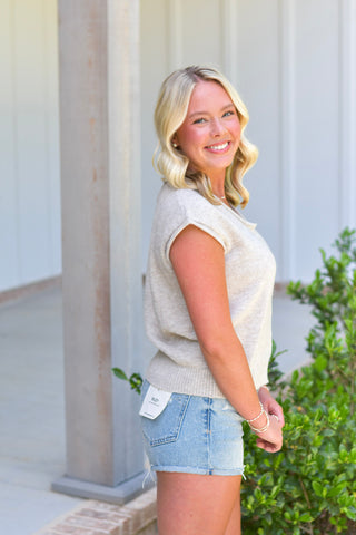 Soft Button Top - Khaki