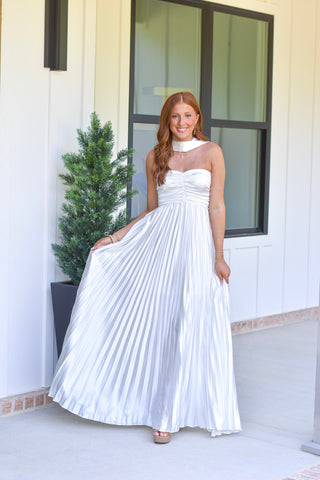 White Pleated Maxi