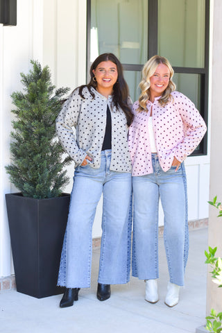 Polka Cardi - Grey