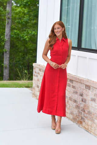 Red Linen Maxi