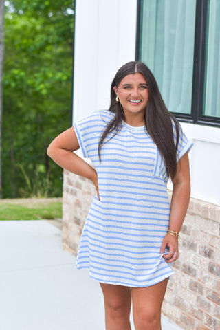 Textured Stripe Dress - Blue