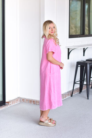 Washed Denim Maxi - Pink