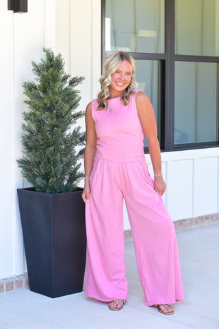 Wide Leg Lounge Set - Pink
