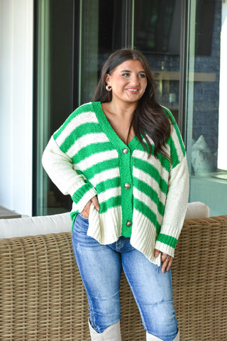 Striped Cardigan - Green