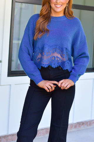 Lace Sweater - Blue