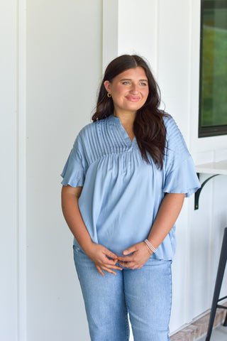 Pleated Blouse - Blue