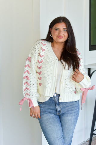 Ribbon Cardigan - Ivory