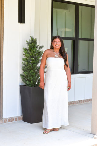 white linen strapless dress Buttonup this dress is your go AE Linen-Blend Strapless Mini Dress