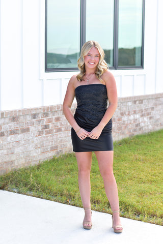 Rhinestone Drape Dress - Black