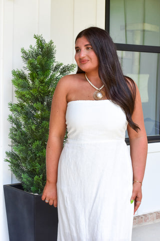 Strapless Linen Maxi - White