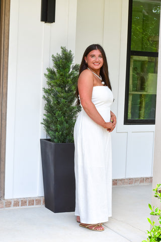 Strapless Linen Maxi - White
