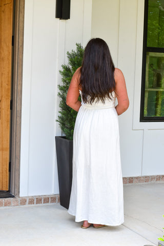 Strapless Linen Maxi - White