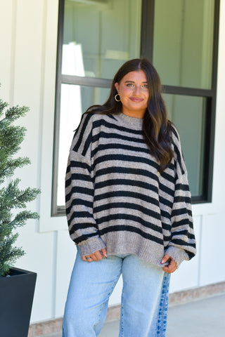 Oversized Stripe Knit - Black
