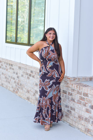 Abstract Belted Maxi