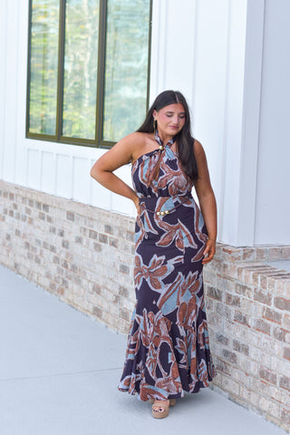 Abstract Belted Maxi