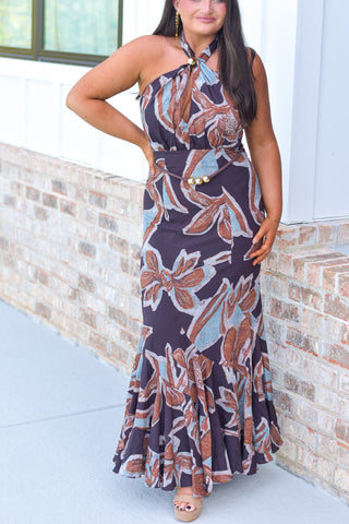 Abstract Belted Maxi