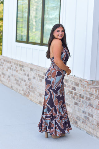 Abstract Belted Maxi