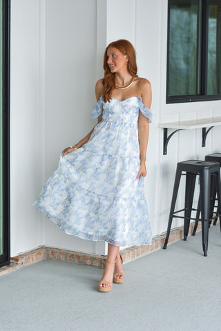 blue lace garden midi dress Lace Garden Midi Dress Hemline Monroe