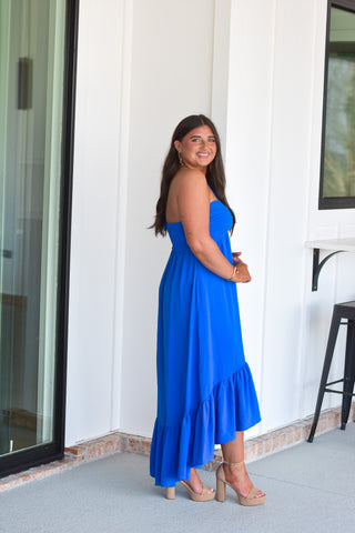 Halter Midi Dress - Blue
