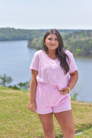 Pink Gauze Stripe Set