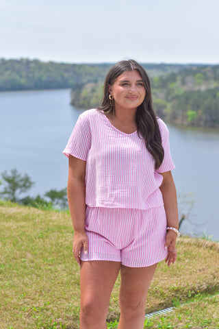 Pink Gauze Stripe Set