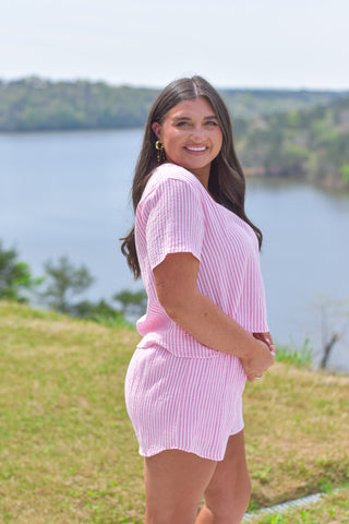 Pink Gauze Stripe Set