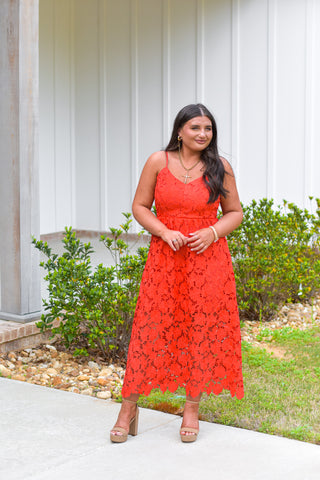 Red Lace Midi