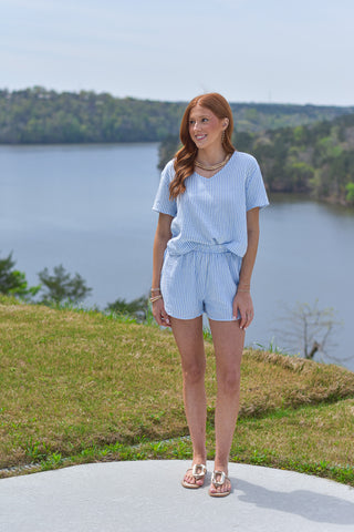 Blue Gauze Stripe Set