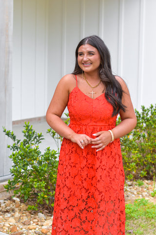 Red Lace Midi