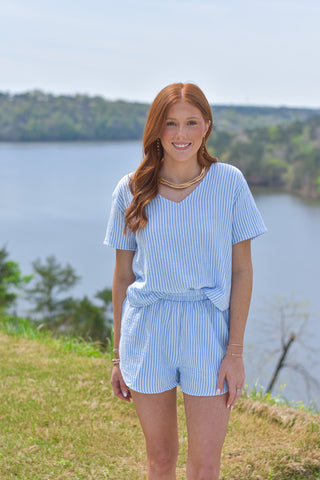 Blue Gauze Stripe Set