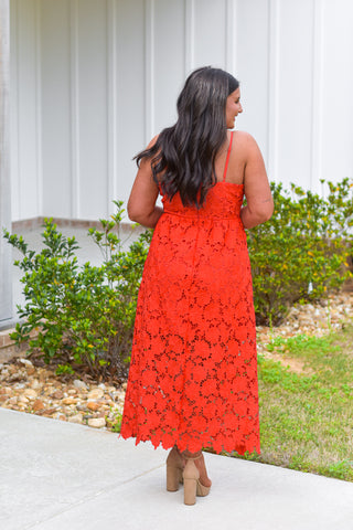 Red Lace Midi