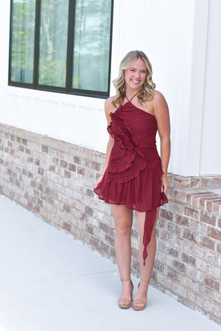 Wine Pleated Mini