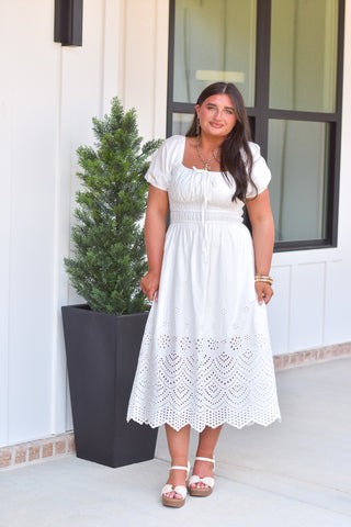 White Eyelet Midi