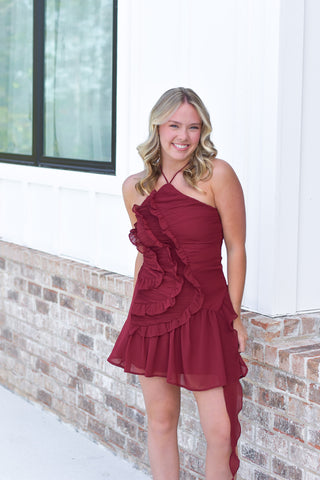 Wine Pleated Mini