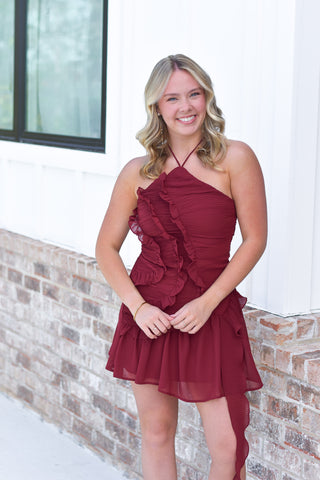 Wine Pleated Mini
