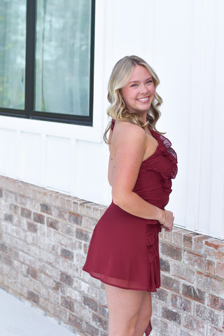 Wine Pleated Mini