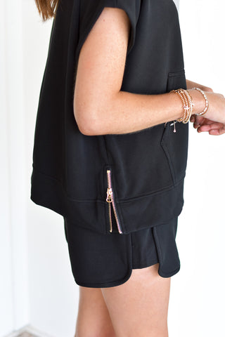 Ribbed Lounge Set - Black