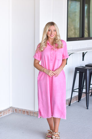 Washed Denim Maxi - Pink