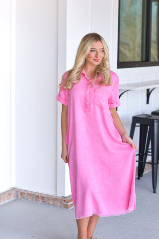 Washed Denim Maxi - Pink