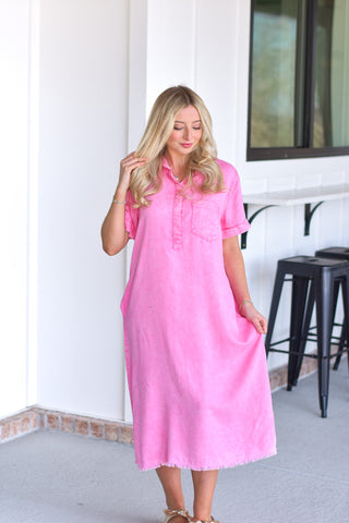 Washed Denim Maxi - Pink