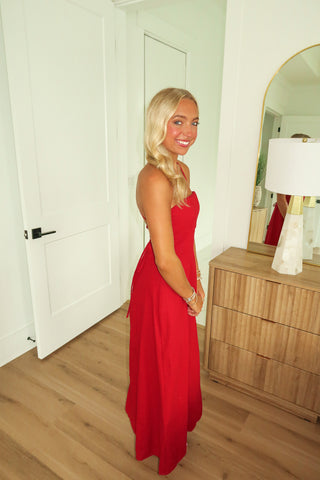 Linen Tie Maxi - Red