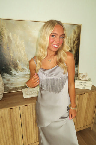 Grey Tassel Tank