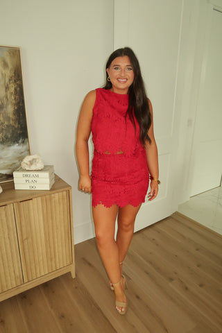Floral Eyelet Set - Wine