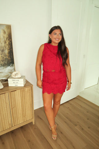 Floral Eyelet Set - Wine