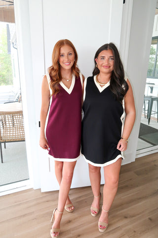Sleeveless Contrast Dress - Black